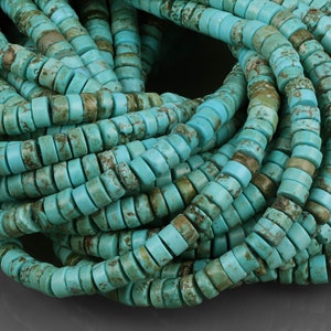 African Turquoise Stone Beads, Gemsotne Turquoise Beads Heishi Shape Turquoise Stone Beads Strand, Strand Beads Turquoise &quot;