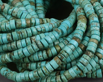 African Turquoise Stone Beads, Gemsotne Turquoise Beads Heishi Shape Turquoise Stone Beads Strand, Strand Beads Turquoise "