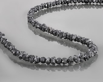 Necklace Diamond Raw, 1 Strand Black Diamond Necklace / Stone Raw Black Diamond Necklace - silver necklace diamond , necklace , diamond &quot;