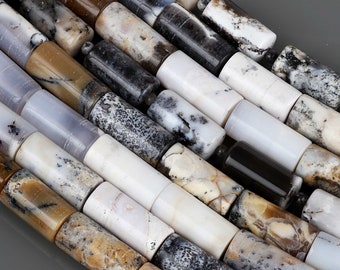 Natural Dendrite Opal Stone Bead, Cylinder Shape Dendrite Opal Gemstone Bead Strand Making Jewelry, Dendrite Agate Stone Bead, Dendrite
