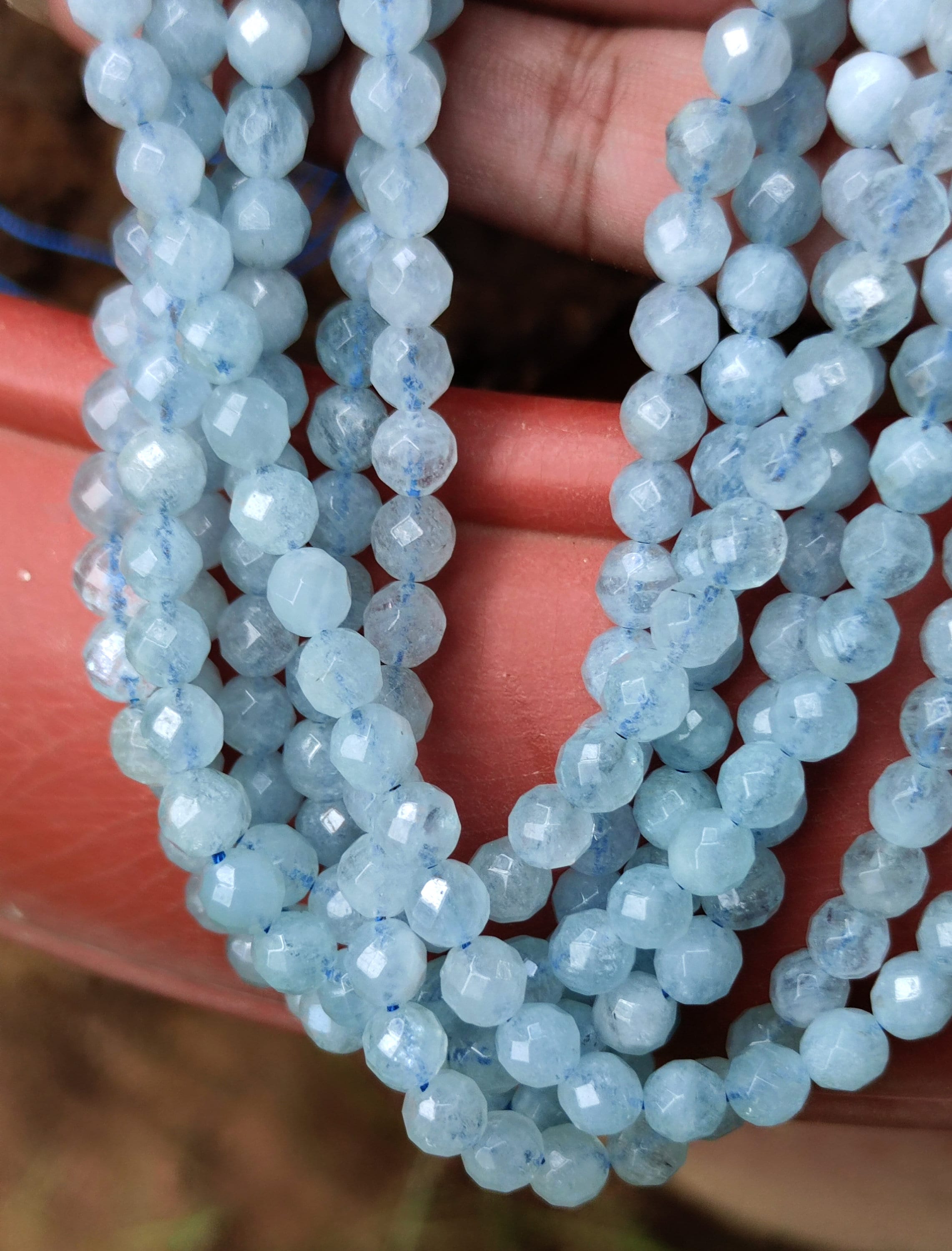 Faceted Aquamarine Stone Beads Natural Aquamarine Beads Etsy