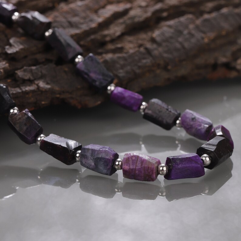 Necklace Sugilite With Silver Balls NecklaceMagnetic Locks image 0