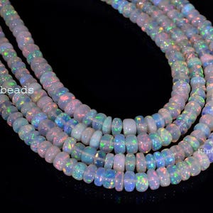 Top Quality Ethiopian Opal Stone Beads , Multi Fire Smooth Rondell Gemstone Strand Opal Stone Bead Opal Gems Making Jewelry