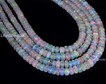 Top Quality Ethiopian Opal Stone Beads , Multi Fire Smooth Rondell Gemstone Strand Opal Stone Bead Opal Gems Making Jewelry