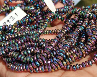 Hematite gemstone beads rainbow mystic 3 mm Roundel beads for jewelry making hematite stone beads strand multi color hematite