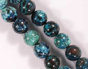 Chrysocolla beads round beads natural Chrysocolla loose beads Chrysocolla round blue beads Chrysocolla 10mm beads for making jewelry