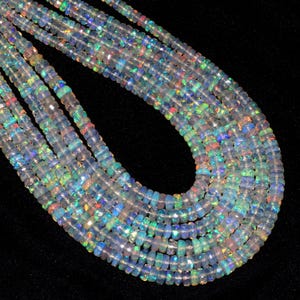 Cuentas de piedra de ópalo etíope de alta calidad AAA, cuentas de piedra de ópalo de fuego arcoíris, cuentas de ópalo redondas facetadas, cuentas de ópalo.