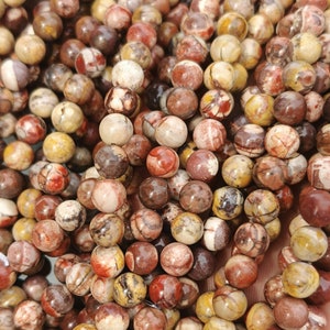 Natural Leopard Skin Jasper Stone, Leopard Skin Jasper Beads Stone, Smooth Round Leopard Skin Jasper Beaded Strand,