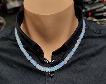 Necklace Amazing Color Fire Opal Ethiopian Opal Stone Beads Necklace, Beads Opal Necklace Gemstone Beads Necklace 100%Natural Opal "