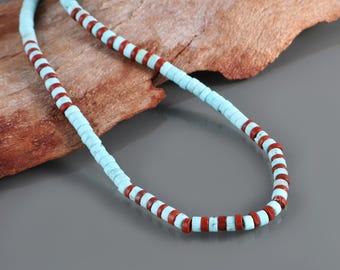 Natuurlijke hemimorfietsteenketting - edelsteen hemimorfietkralenketting Heishe-vorm hemimorfietkralenketting rode jaspissteen,