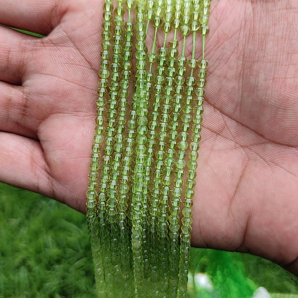 Perles de forme de citrouille en pierre péridot, perles de péridot naturelles citrouille à facettes, perles de pierre de citrouille péridot verte péridot "