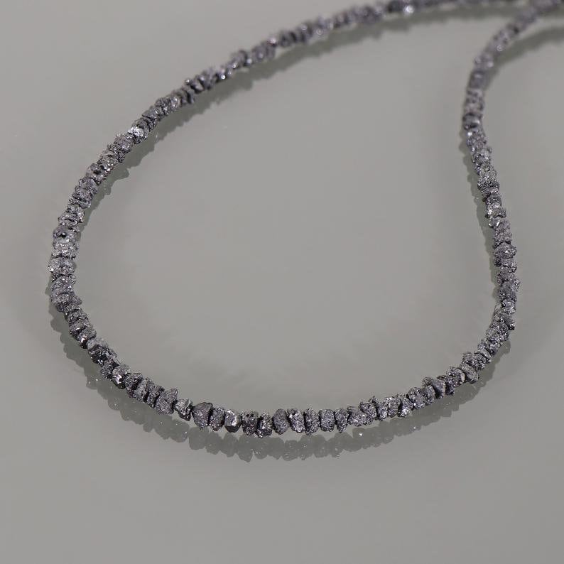 Necklace Diamond Raw 1 Strand Black Diamond Necklace / Stone image 0