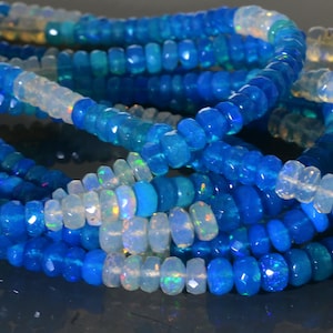 opal stone beads, blue opal stone beads ethiopian opal gemstone beads fire opal stone beads, faceted roundel blue opal beads, opal stone