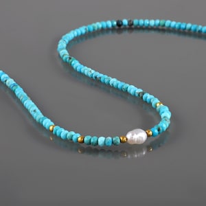 Stone Turquoise Necklace , Stone Beaded Necklace Pearl Stone Necklace , Multi Stone Necklace Beads , Stone Beads , Gold Necklace ,