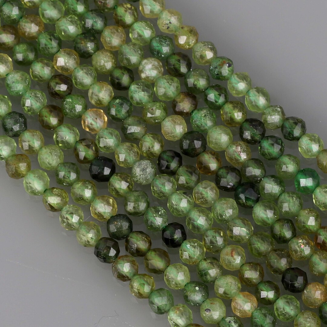 Natural Green Tourmaline Stone Strand Gemstone Beads Etsy