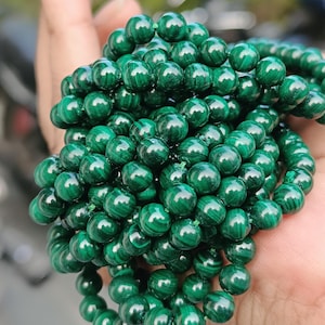 Smooth Round Malachite Gemstone Beads, 6MM Natural Malachite Stone Strand Beads &quot;