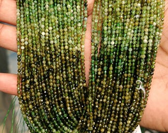 100%Natural Green Tourmaline Stone Beads, Shaded Tourmaline Gemstone Beads, Faceted Round Tourmaline Beads strand Stone Beads Tourmaline
