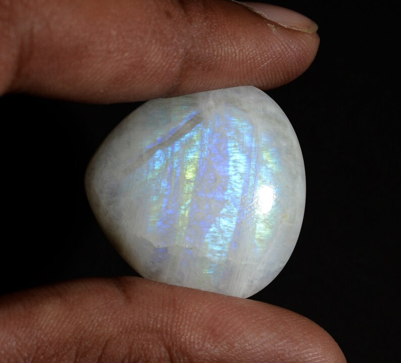 70 Carat Rainbow Moonstone Cabochon Blue Flashy Stone Cab image 0