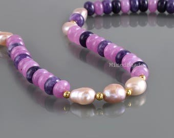 Multi Stone Beads Necklace, Quartz Stone Necklace Pearl Stone Necklace , Stone Beaded Necklace , women designing Necklace