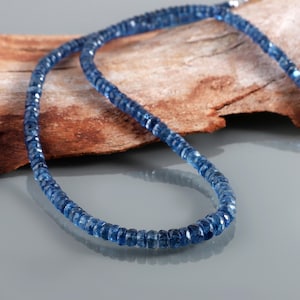 Natural Kyanite Stone Necklace Faceted Rondell Kyanite Necklace Blue Kyanite Necklace Blue Gemstone Necklace " 925 Silver Necklace "