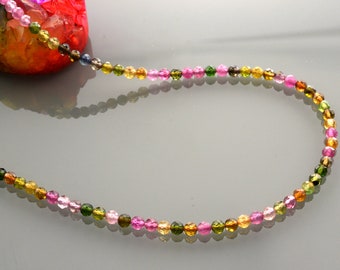 1 Strand Multi Tourmaline Necklace,Tourmaline Beaded Necklace Beads,925 Silver Necklace Stone Tourmaline Beads Necklace, tourmaline necklace