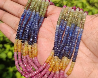 16" Natural Multi Sapphire Stone Beads, Faceted Stone Beads Roundel Sapphire Stone Beads Multi Sapphire Stone Beads Multi Preciouses,