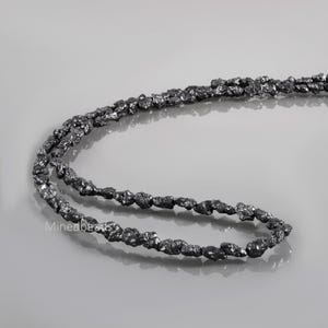 Halsband med naturligt svart diamantsten, halsband med råa diamantpärlor, stenhalsband med diamanter och ädelstenar i 925 silver bild 1