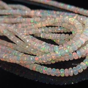 AAA Top Quality Ethiopian Opal Stone Beads, Rainbow Fire Opal Stone Beads Faceted Roundel Opal Gemstone Opal Beads,