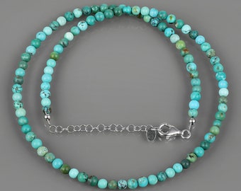 Turquoise Gemstone Beads - 100%Natural Smooth Round Turquoise Stone Beads Necklace Beads Jewelry, Necklace , Beads Necklace "