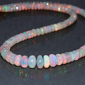 Amazing Rainbow Fire Opal Necklace, 100%Natural Ethiopian Opal Beads Necklace Opal Beaded Necklace, multi fire opal beads top quality opal,
