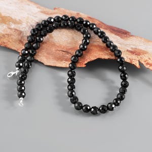 Black Onyx Necklace Faceted Round Stone Necklace Gemstone Beads Onyx Stone Beads Necklace Amazing Cut Stone Necklace