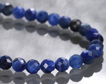 Blue Kyanite Necklace Stone Beaded Necklace 5MM, Faceted Round Kyanite Beads Necklace, Kyanite Stone Necklace Beads Jewelry,