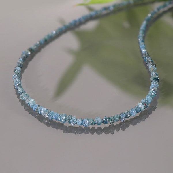 925 Silver Natural Blue Diamond Necklace,Rough Diamond Necklace - Blue Diamonds,Raw Rough Diamonds, Wholesale Price Jewelry Handmade Beads