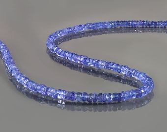 Natural Tanzanite Beaded Necklace, Stone Tanzanite Beads Gemstone Tanzanite Stone Beads Necklace, Faceted Roundel Tanzanite Necklace,