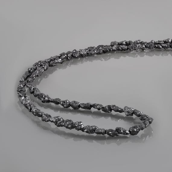 Natural Black Diamond Stone Necklace , Raw Diamond Beads Stone Necklace, stone necklace diamond gemstone necklace black diamond 925 silver