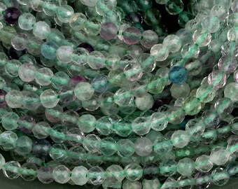 Natural Fluorite Stone Faceted Round, Fluorite Stone Beads Strand, Multi Color Fluorite Stone Strang Beads Making Jewelry Beads Fluorite ,