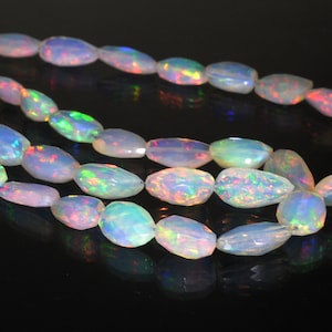 Faceted Tumble Opal, Natural Ethiopian Opal Stone Beads, Beads Strand Opal Loose Opal Gemstone Beads, Making Jewelry Beads '