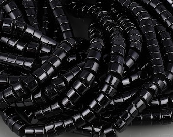 Black Onyx Stone Heishi beads, Making Jewelry Beads Strand, Stone Black Onyx Beads "