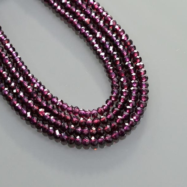 Faceted Purple Garnet Beads Gemstone Top Quality Purple Garnet Beads 15" Strand Rondell 2.8mm Size Purple Garnet Supplies Best Price