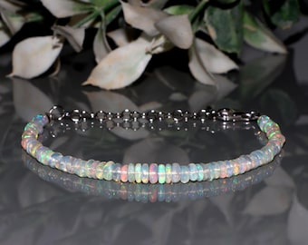 Opal Jewelry Fire Opal Stone Bracelet, Natural Ethiopian Opal Beads Bracelet opal stone beaded bracelet, roundel opal bracelet opal jewelry