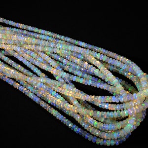 Rainbow Fire Opal Beads, 100% Natural Top Quality Ethiopian Opal Stone Beads, Faceted Roundel Opal Stone Beads Multi Fire Opal Gemstone,