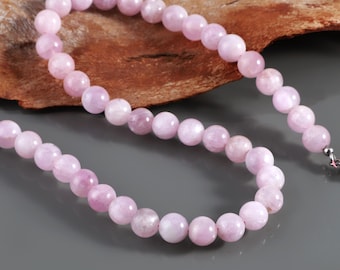 Collana In Pietre Naturali Kunzite Rosa Multicolore – 8mm – AAA – Fatto A Mano