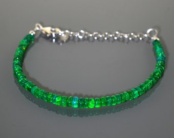 Green Opal Gemstone, Ethiopian Opal Bracelet , Green Opal Beaded Bracelet Beaded Opal Bracelet Gemstone, Smooth Roundel Fire Opal Gift