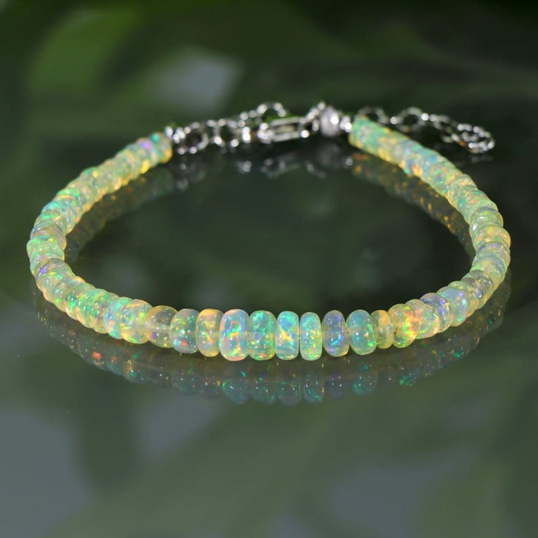 Pave Wing Lavender Opal Bead Bracelet
