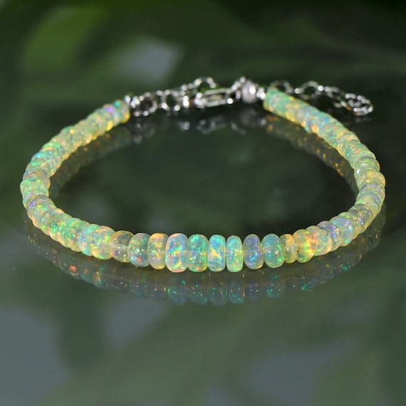 Pearl White Opal & Lava Stone Beaded Bracelet - Stackable Jewelry – The Opal  Dealer