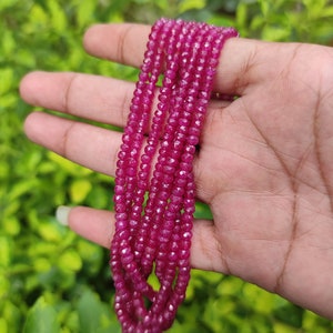 Natural Ruby Stone Beads - Faceted Ruby Stone Beads, Gemstone Ruby Beaded Strand / Amazing Color Ruby Stone Beads &quot;
