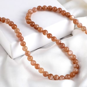 Natural Chocolate Moonstone Beads Necklace / smooth round  Chocolate Moonstone Beaded Necklace ,