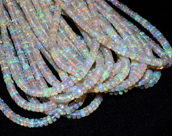 AAA Top Quality Ethiopian Opal Stone Beads, Rainbow Fire Opal Stone Beads Faceted Roundel Opal Gemstone Opal Beads,
