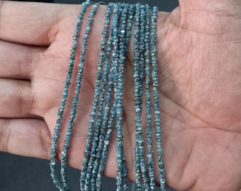 Natural Blue Diamond Beads, Loose Gemstone Beads, Diamond Strand Raw Beads, Making Jewelry Diamond Stone "