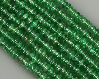 Green Tsavorite Smooth roundel Stone Beads Strand, Natural Tsavorite Gemstone Beads , Stone Tsavorite Beads Making Jewelry "